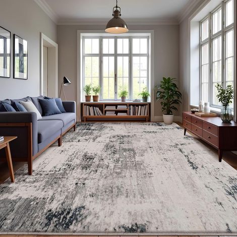 Tapis Salon Doux Tapis Chambre Grand Tapis de Salon Moderne Abstrait Antidérapant à Poils Courts (Gris-Multi, 200 x 300 cm) (1/5)
