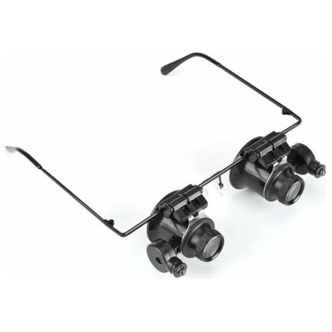 Professionnel Lunettes loupe Loupe de bijoutier Outil Réparation d'horloge de travail Lunettes 20XMagnifying LED Lumière Lentille Loupe pour Bijoutier, Horloger, Pièce et Stamp Connoisseur (1/4)