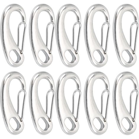 Lot de 10 mousquetons à ressort robustes de 30 mm en acier inoxydable pour mâts de drapeau (1/5)