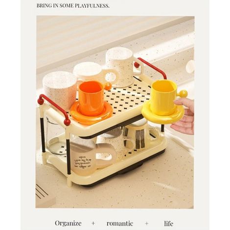 Support de Rangement pour Tasses, Égouttoir de Bureau, Plateau pour Tasses D'Eau, Service à Thé, Support pour Tasses à Thé (1/5)