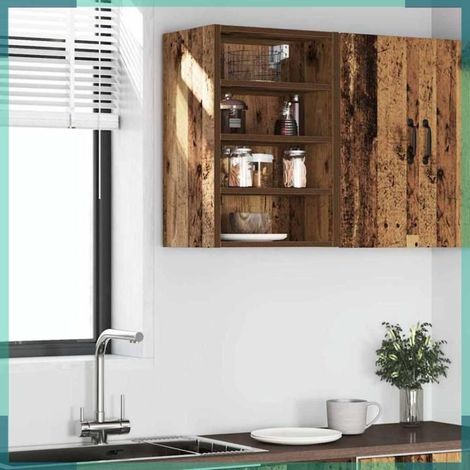 Armoire suspendue - Riga - Bois d'ingénierie - Vieux bois - 40 x 29,5 x 60 cm (1/5)