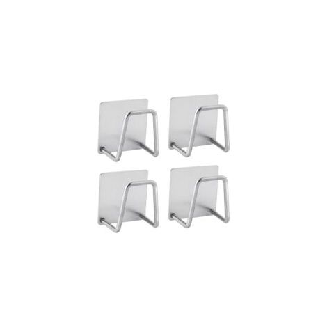 Juego de 4 soportes autoadhesivos para esponjas de cocina, instalación sin taladrar, acero inoxidable, resistentes al óxido y al agua, color plata - Crezuo (1/3)
