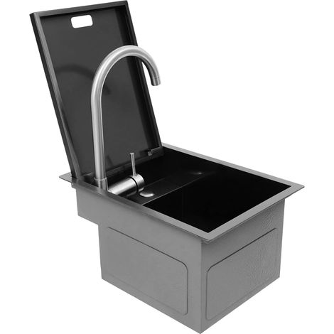 Lavabo en acier inoxydable pour cuisine ou caravane, lavabo simple avec robinet et bonde, évier d'atelier, évier en acier inoxydable, évier de cuisine pour cuisines et salles de bain (1/5)