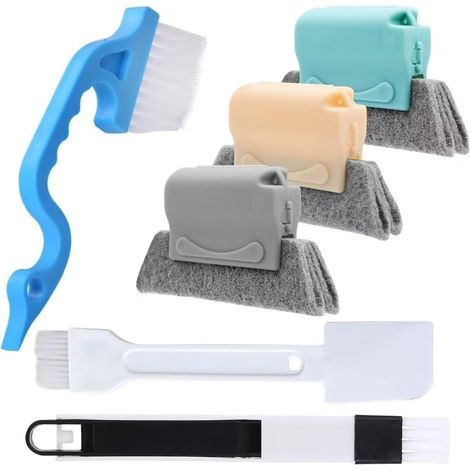 Kit de brosse de nettoyage pour rainure de fenêtre - Brosse de nettoyage pour fentes de porte coulissante - Outils de nettoyage manuels pour rainures et espaces restreints (1/5)