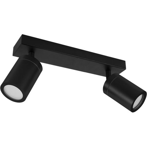 Spot de plafond métal GU10 IP44 orientable noir 2 lampes spot oblong plafonnier