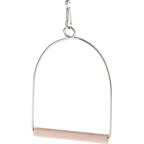 Perchoir en bois naturel pour oiseaux, balançoire suspendue en U pour perroquets, jouet de cage avec support d’escalade, pendentif pour perruche (taille L). (1/4)