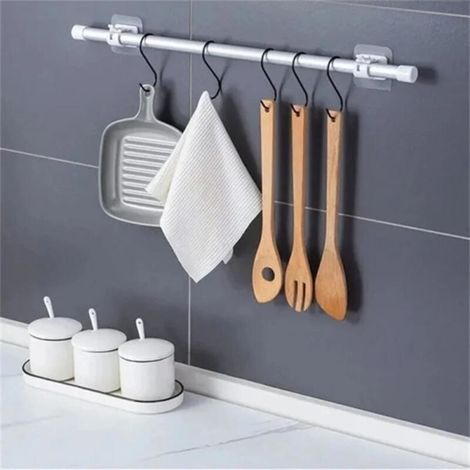 Lot de 2 supports adhésifs blancs pour tringle à rideaux - Fixations pour tringle à rideaux (1/5)