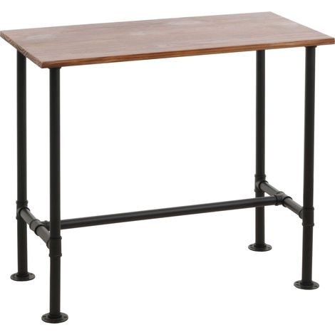 Mesa de bar mostrador de bistro con reposapiés diseño industrial metal madera marrón 108x120x61 cm 040008519 (1/5)