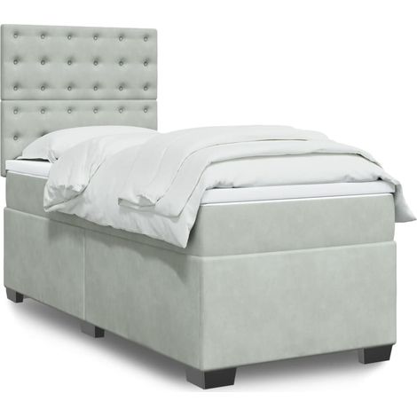 Boxspringbett mit Matratze Hellgrau 100x200 cm Samt