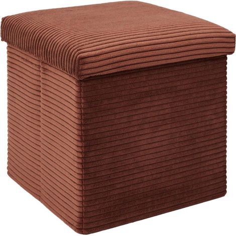 Pouf Coffre Pliable Côtelé "Scott" 38cm Terracotta