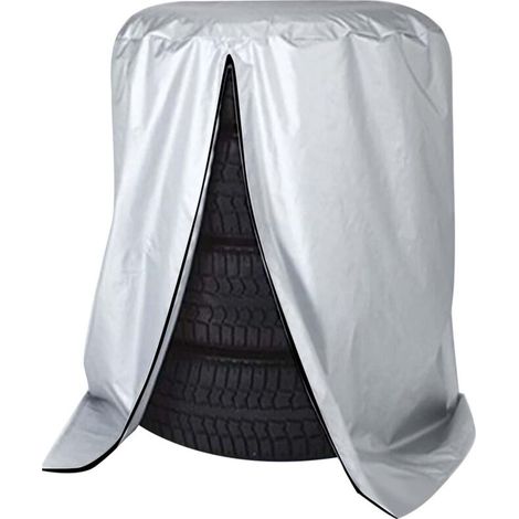 Housse universelle pour 4 pneus, housses de pneus - sacs de rangement étanches pour pneus - housse saisonnière - Peut contenir 4 pneus, sac à pneus anti-poussière, diamètre 75 cm x hauteur 115 cm (arg (1/5)