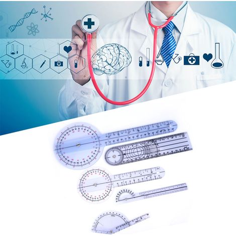 Lot de 5 rapporteurs d'angle à 360 degrés de 6/8/10 pouces, règles médicales, goniomètres spinaux (lot de 2) (1/5)