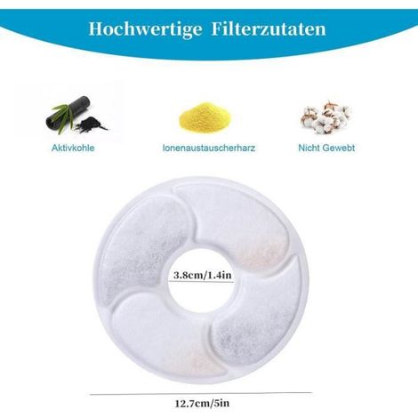 Filtre Fontaine Chat - Charbon Actif Et Resine - Compatible Fontaines 1 6 L 2 0 L 2 4 L - Lot De 12 (1/4)