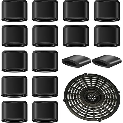 Ensemble de 30 patins de protection anti-rayures – Pieds en caoutchouc/patins de protection pour plateau de friteuse à air (noir) (1/5)