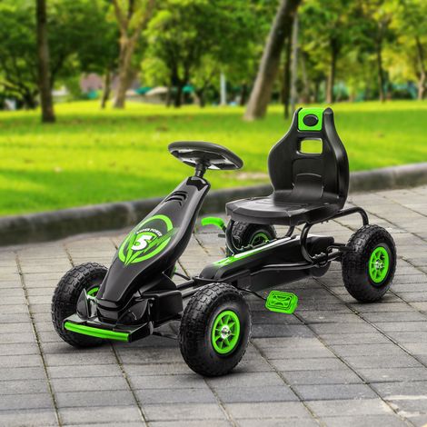 Go-kart per bambini, con pedali, sedile regolabile, per uso interno ed esterno, dai 5 anni in su, verde+nero, 121 x 58 x 61 cm (1/5)