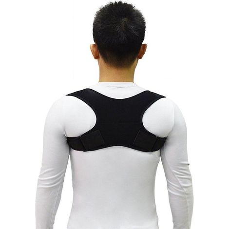 Correcteur de posture dorsal, corset, redresseur de clavicule, ceinture de soutien pour le haut du dos et les épaules, bandage - bk (1/5)