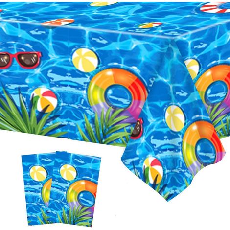 2er Set Tischdecke 137x274cm abwaschbar für Sommerparty & Geburtstag