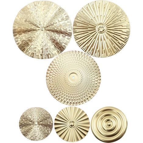 Ensemble de 7 décorations murales modernes en métal doré, style sunburst, tendance pour intérieur chic