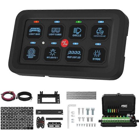 Bedienfeld mit 8 Multifunktions-RGB-LED-Schaltern mit Kipp-, Moment- und Impuls-Touch-Funktion. (1/5)