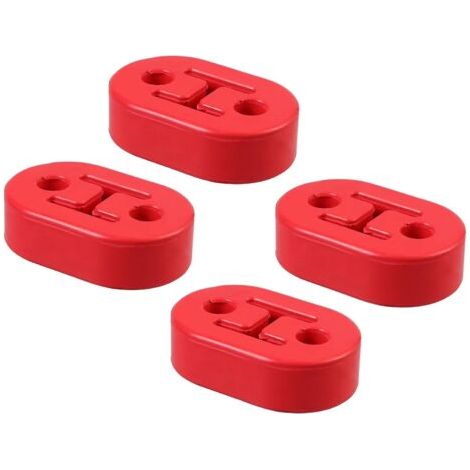 BUNTHAUS Lot de 4 supports universels en caoutchouc pour échappement, rouge, pour tuyau d’échappement de voiture, support robuste pour échappement, amortisseur de choc, 2 trous, 12 mm, pour la (1/5)