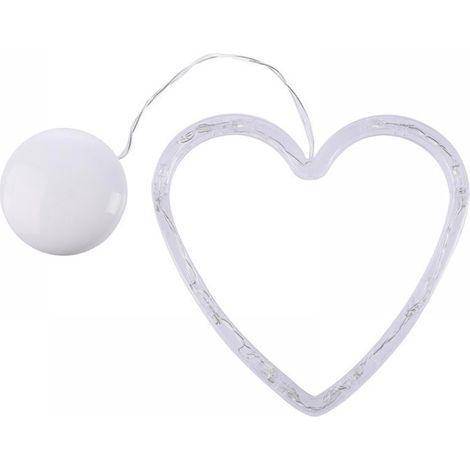 1 guirnalda de luces con forma de corazón, blanco cálido, 50 cm, plástico, para ventana, Navidad, interior, exterior, funciona con pilas. (1/5)
