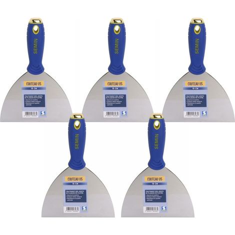 Semin – Lot de 5 couteaux à enduire 15 cm – Manche bi-matière – Embout métal renforcé – Prise en main ergonomique (1/4)