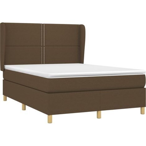 vidaXL Sommier à lattes de lit avec matelas Marron foncé 140x190 cm (1/5)