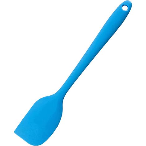 Silikonspatel (blau), Halbspatel, Teigspatel, hitzebeständig, antihaftbeschichtet, zerkratzt keine Pfannen, zum Backen und Kochen (1/4)