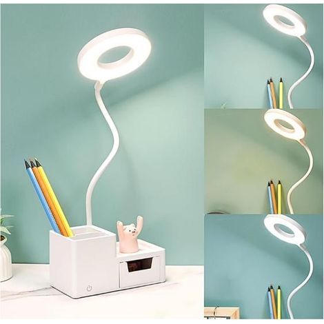LED Desk Lamp for Kids, with Phone Holder and Adjustable Touch-Sensor Reading Light