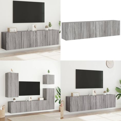 TV-Wandschränke 2 Stk. Grau Sonoma 80x30x41 cm - TV Schrank - Holzwerkstoff Möbel - Grauer Wohntisch - Regal Wandmontage - Wohnzimmer Dekoration - Home & Living (1/5)