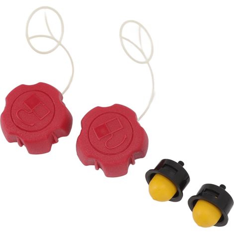 Kit de 2 pièces de rechange pour tondeuse à gazon Fuxtec FX RM 1630 1855 1860 2055 2060 2060PRO : bouchon de réservoir d'essence et poire d'amorçage. (1/5)