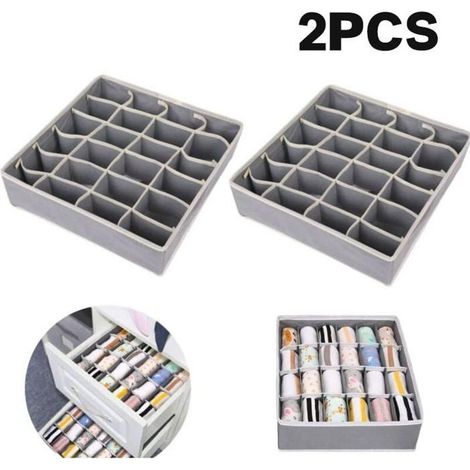Set mit 2 Aufbewahrungsboxen für Unterwäsche und andere kleine Accessoires, faltbare Schubladeneinteiler mit 24 Fächern (1/5)