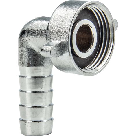 tecuro Schlauchverschraubung mit 3/4 Zoll ÜWM x 90° Tülle Ø 14,5 mm, MS-verchromt (1/5)