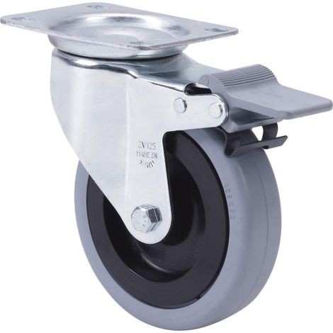 rueda giratora placa freno 10zvlfd125cp-pgasb poliamix-goma gris eje bolas