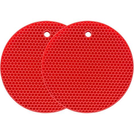 (Rot) Multifunktionaler Silikon-Untersetzer, hitzebeständig bis 240 °C, Ofenhandschuh, wasserdicht, (2er-Set)