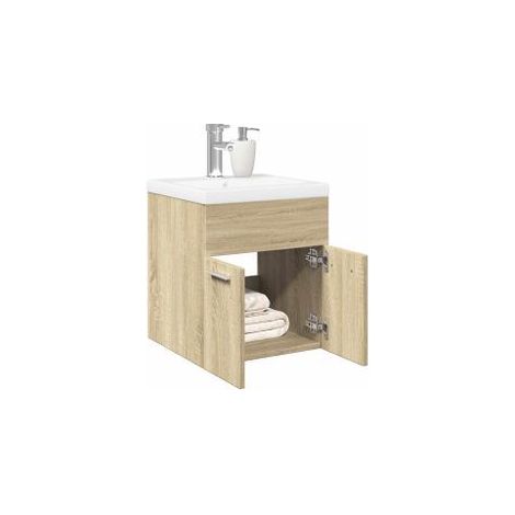 Ensemble de meubles de salle de bain 2 pcs chêne sonoma