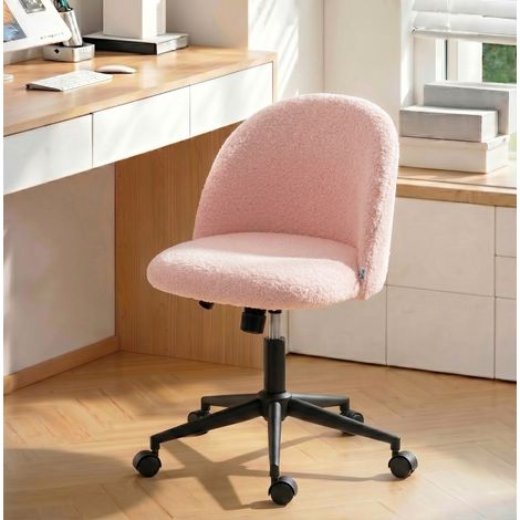 Silla de oficina giratoria de Teddyfleece, altura regulable, con ruedas, rosa OKMYHOME (1/5)