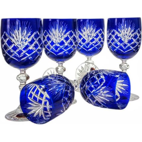 Copas de vino de cristal cobalto de 240 ml con diseño de piña, 6 unidades (1/5)