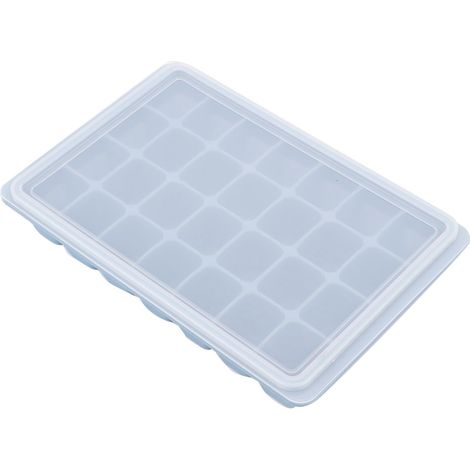 28 compartiments moule à glaçons silicone bleu DIY pâtisserie chocolat pudding congélateur avec couvercle