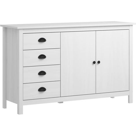 vidaXL Credenza Hill Bianca 130x40x80 cm in Legno Massello di Pino