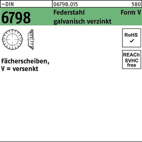 DIN 6798 Fächerscheiben Federstahl V 6,4 galvanisch verzinkt gal Zn S 1000 Stk (1/2)