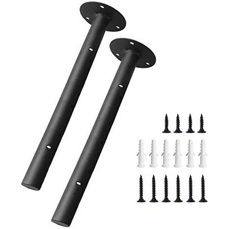 Equerre Etagere Murale Fixation Invisible, Support Etagere Murale Charge Lourde Flottante Tablette Murale Fixation Support Etagere En Fer avec Taquet Etagere, Antirouille 2Pièces Noir (1/5)
