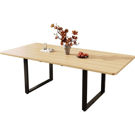ELVMI Ausziehbarer Esstisch für 6 bis 10 Personen mit 3 Längen, 1 Rechteckplatte, Esszimmer, 220×80×75 cm, aus MDF, Eiche (1/5)