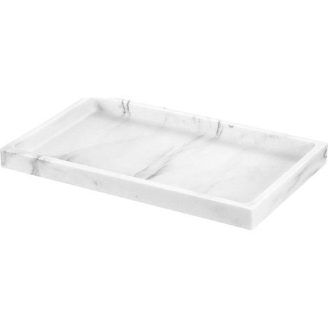 1 Plateau Résine, Aspect Gravier Blanc, Imperméable, Organisateur Salle De Bain, Cuisine