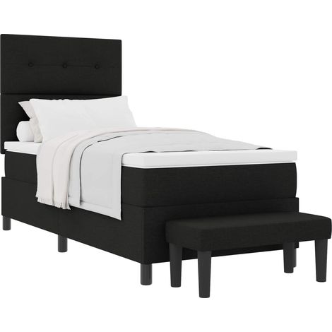 Box Spring Bed with Headboard Black 90 x 200 cm Fabric vidaXL (1/5)