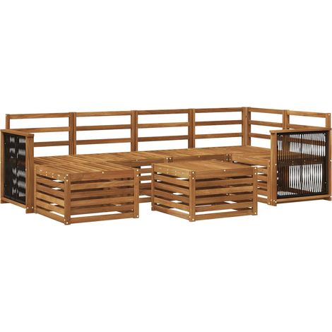 Sectional Sofa Set 6 pcs Natural Solid Acacia Wood vidaXL (1/5)