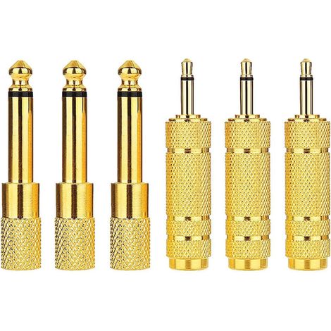 6 Adattatori Convertitore Spinotto Femmina TS 3,5 mm a Spinotto Maschio 6,35 mm e Spinotto Maschio Mono 1/8" a Spinotto Audio Femmina 1/4" per Cuffie, Microfono, Altoparlante, Chitarra (1/4)