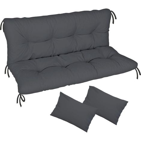 Ferocity Coussin de rechange pour balancelle de jardin 100x50 cm – Set assise + dossier + 2 coussins – Matelas rembourré – Coloris Graphite