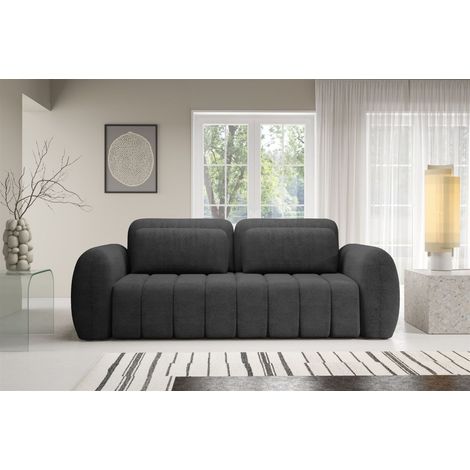 Sofa 3-Sitzer mit Schlaffunktion CARIA in Stoff Quelle Anthrazit (1/5)