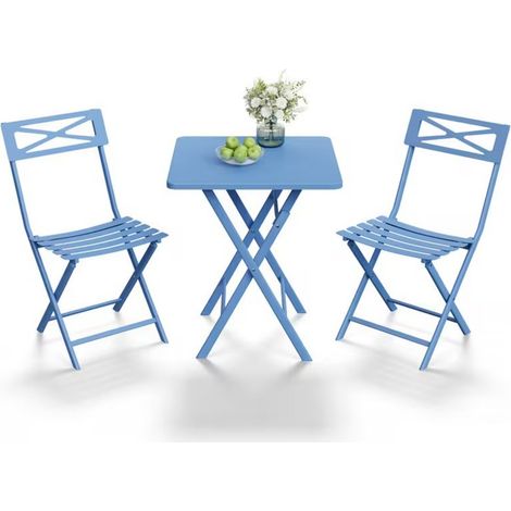 Outdoor Foldable Bistro Dining Set 3 Piece, 1 Table & 2 Chairs, Compact Furniture for Small Balcony, Garden & Patio (1/5)
